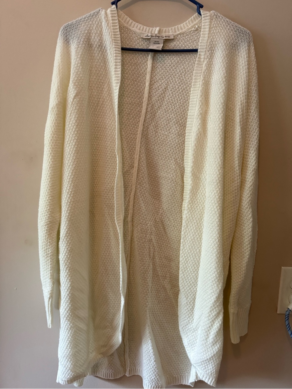 American Rag Open-Front Cream Knit Cardigan